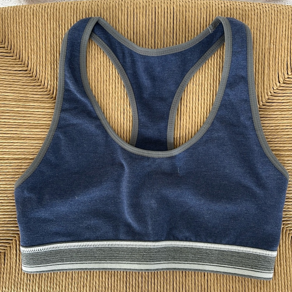 Manduka e-cotton eko sports bra blue sz s